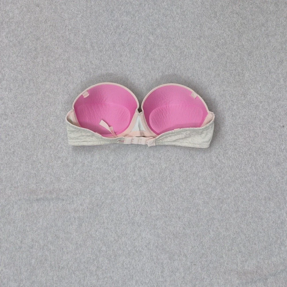 PINK Women Bra 32C Pink Push Up Underwired Strapless Multi Way READ